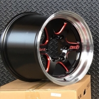 D1S 15inch 6h139.7 ล้อซิ่งคุณภาพสีดำขอบเแดง โปร ราคาพิเศษเพียงวงละ 3500 บาท
