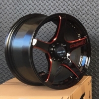 LENSO D-1CS 15inch 4h100 สีดำขอบแดงสำหรับรถเก๋ง ราคาวงละ 3500 บาทเท่านั้น