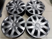 2200/4วงล้อกะทะป้ายแดง15 นิ้ว(ยางขายแล้ว) ซูซูกิสวิฟ 4รู100 ฝาตบสีSilver Grey ตจว จัดส่ง