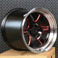 D1S 15inch 5h114.3 ล้อซิ่งคุณภาพสีดำขอบก้านสีแดง ราคาพิเศษเพียงวงละ 3500 บาท
